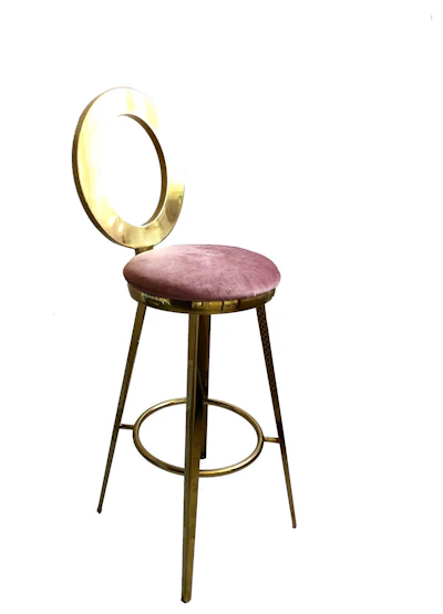 Стул барный велюр, пыльно-розовый