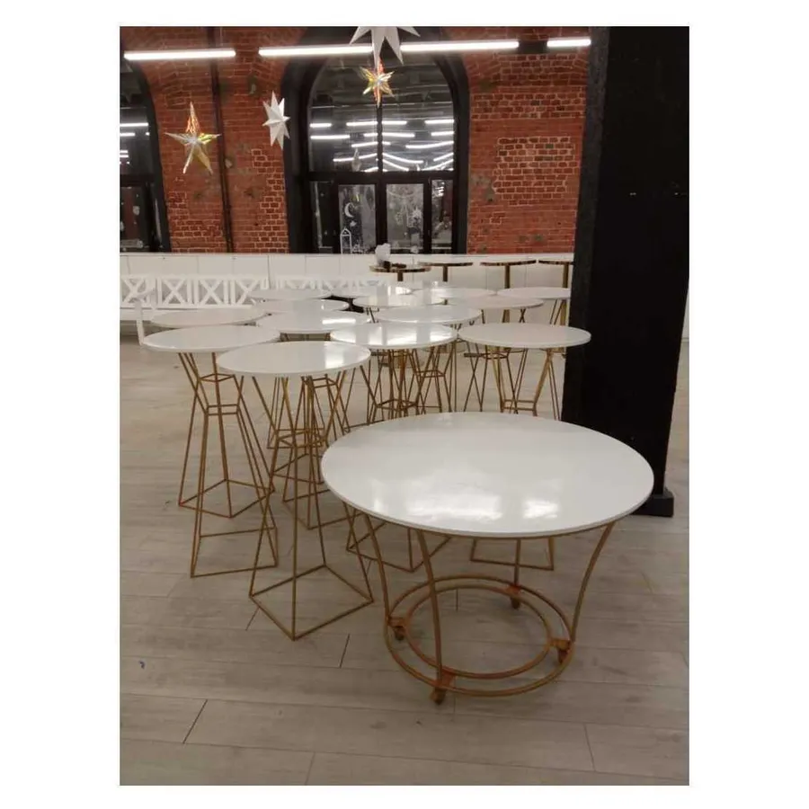 Коктейльный столик Песочные Часы Золото с круглой столешницей - Фото миниатюра 5