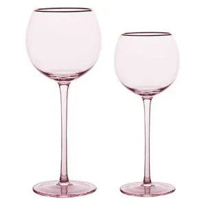 Сет бокалов Сирен пудрово-розовых с золотой каймой - Фото 1