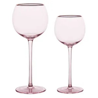 Сет бокалов Сирен пудрово-розовых с золотой каймой