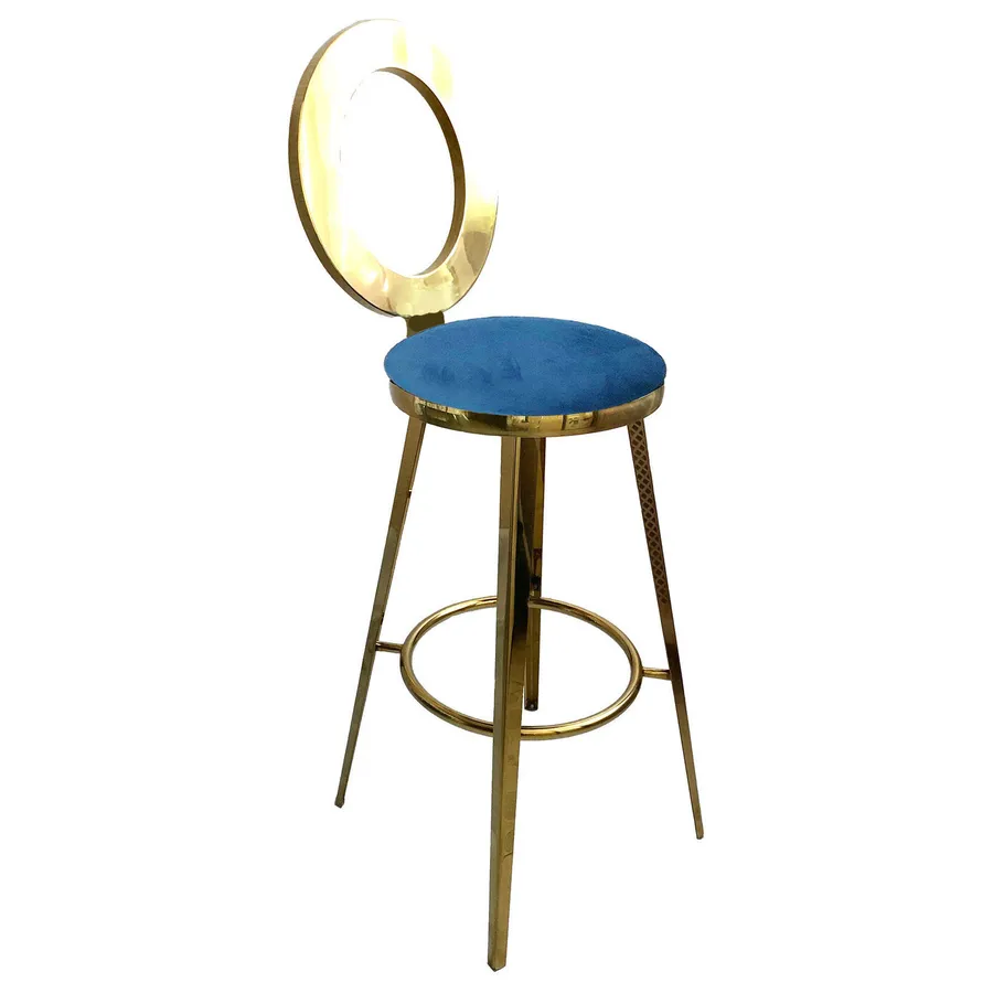 Стул барный велюр, сапфировый - Фото миниатюра 1