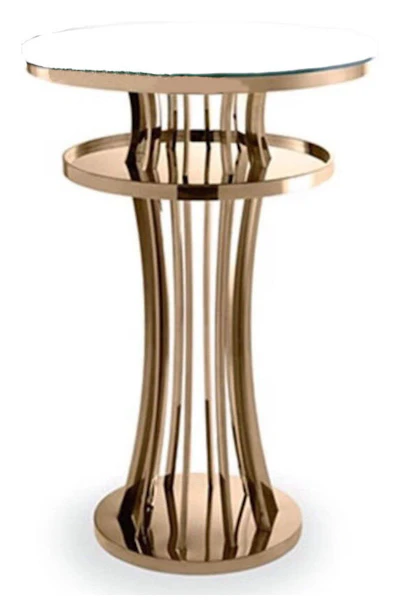 Стол коктейльный Джейл Золото (белая столешница)