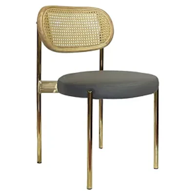 Стул Модерн Золото, Натуральный ротанг + База серый (ЭКО-КОЖА)