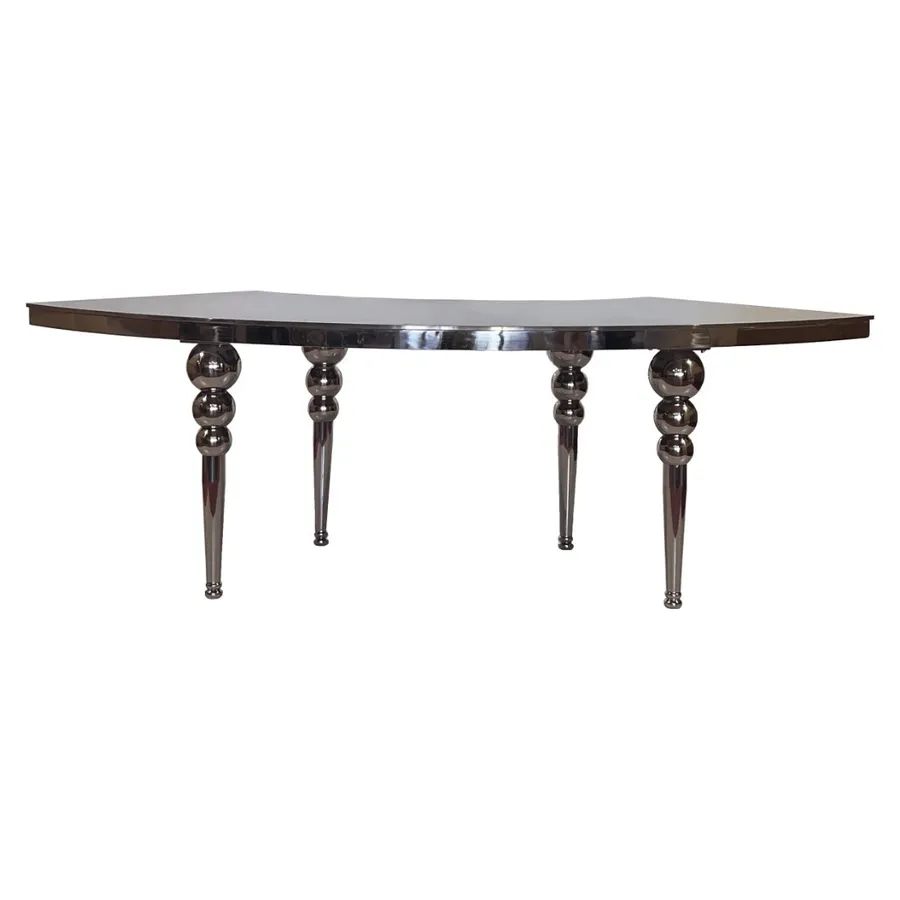 Стол-змейка-80, серебро, столешница темное зеркало, 1 модуль - Фото миниатюра 1