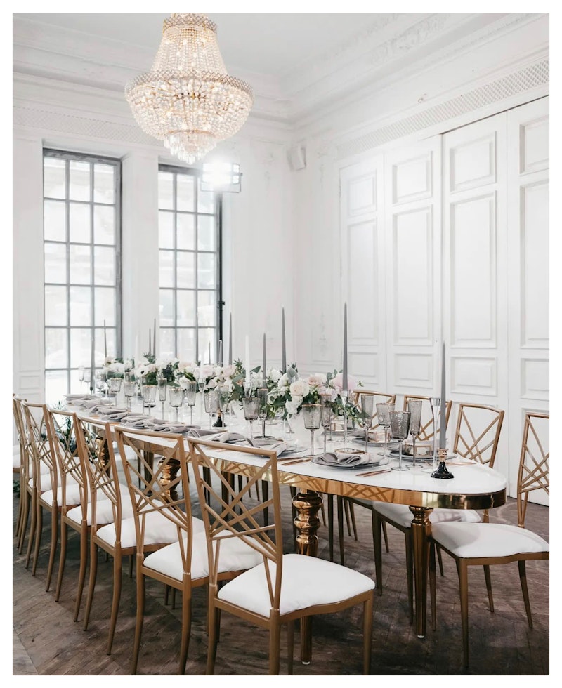 Стол Овал Золото-400 (белый глянцевый МДФ)