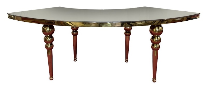 Стол-змейка-80, золотой, столешница темное зеркало, 1 модуль