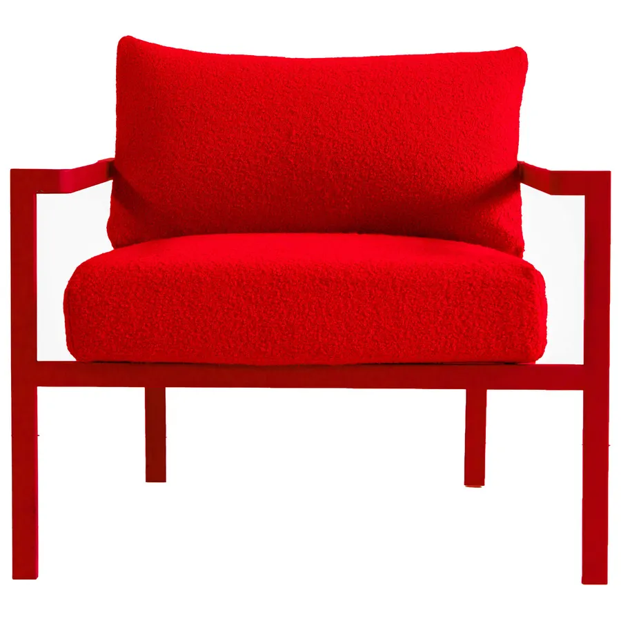 Кресло Хагги, Красный бархат + Красный Тедди - Фото миниатюра 1