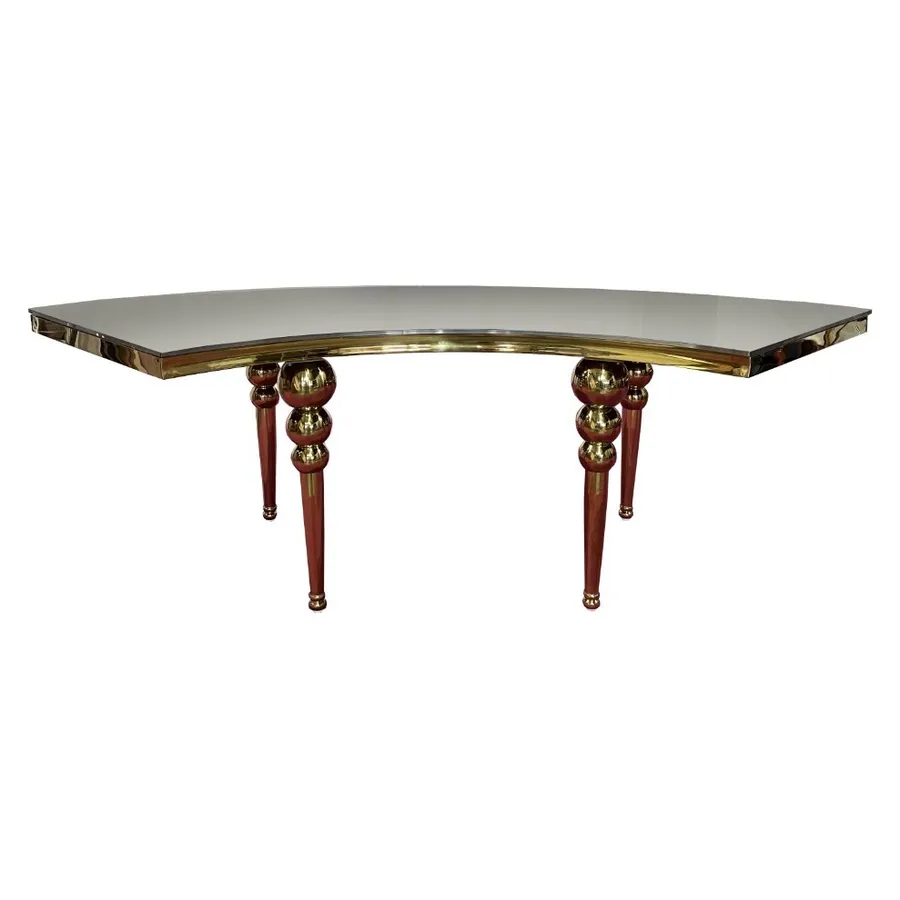 Стол-змейка-80, золотой, столешница темное зеркало, 1 модуль - Фото миниатюра 3