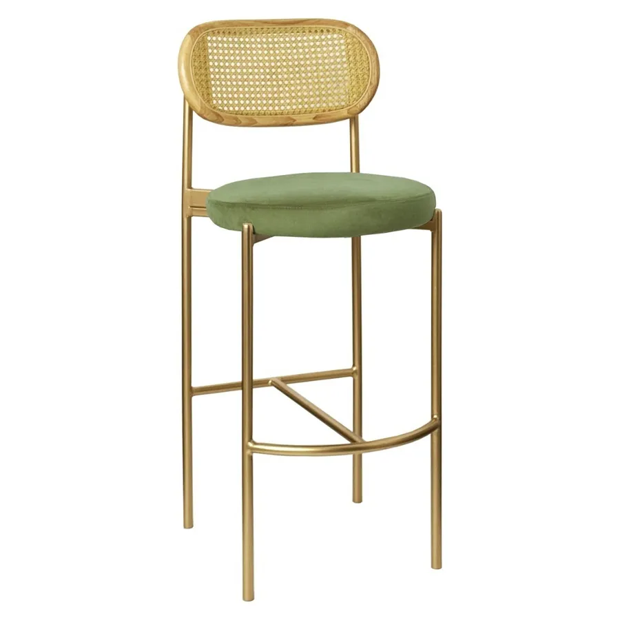 Стул барный Модерн Комфи, Натуральный ротанг+Матча(любой цвет каркаса) - Фото миниатюра 1