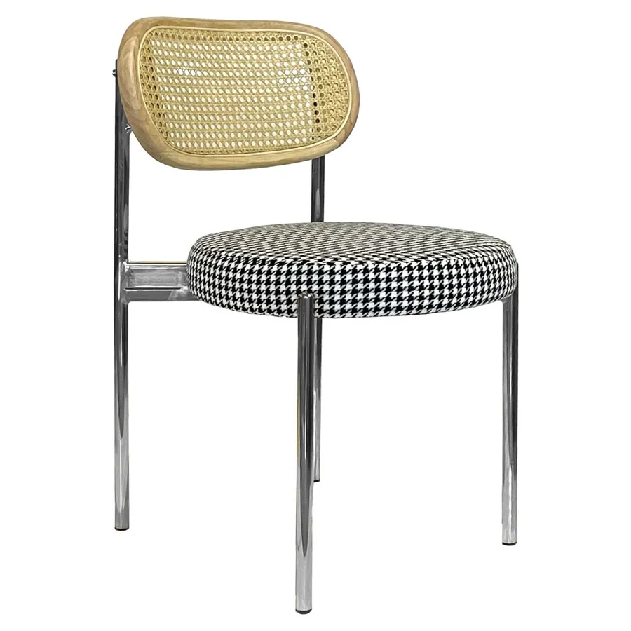 Стул Модерн Серебро, Натуральный ротанг + Гусиная лапка - Фото миниатюра 1