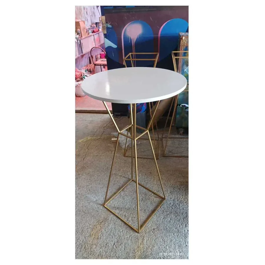 Коктейльный столик Песочные Часы Золото с круглой столешницей - Фото миниатюра 3