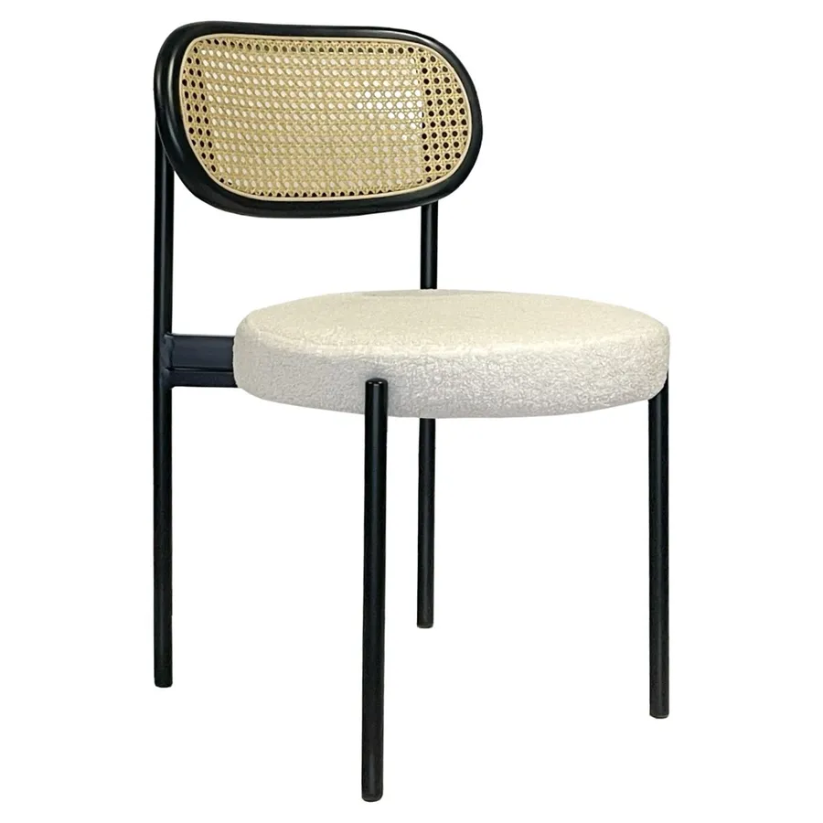 Стул Модерн Черный, Ротанг в черной раме + Тедди - Фото миниатюра 1