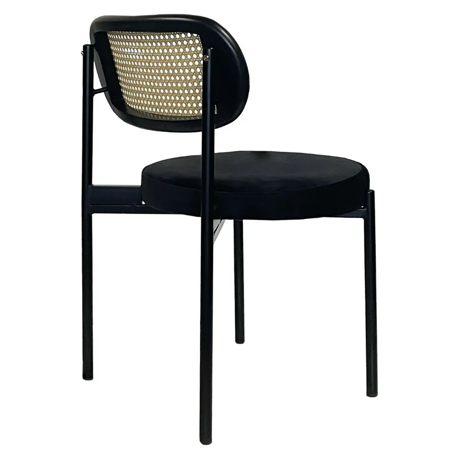 Стул Модерн Черный, Ротанг в черной раме + Черная ночь - Фото миниатюра 4