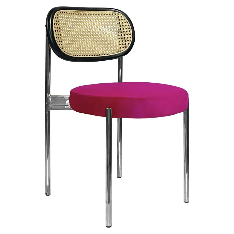 Стул Модерн Серебро, Ротанг в черной раме + Манящая фуксия - Фото миниатюра 1