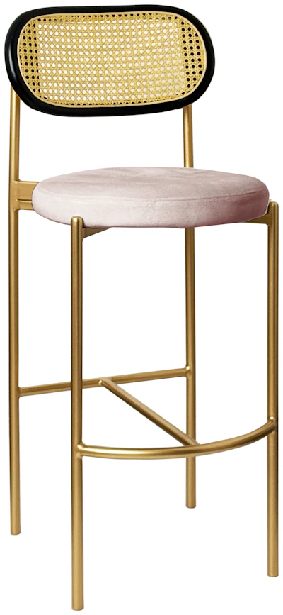 Стул барный Модерн Комфи, Ротанг в черной раме+Розовый кварц (любой цвет каркаса)