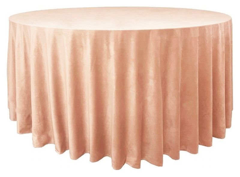 Скатерть велюр, круглая, персиковая