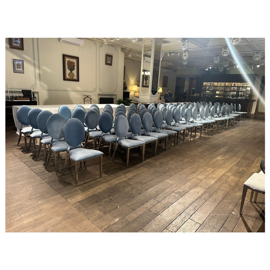 Стул Вашингтон Золото, велюр серо-голубой - Фото миниатюра 6