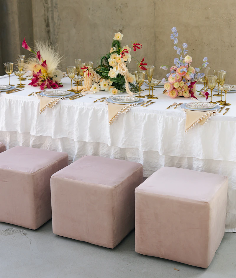 Пуф квадратный Точка, велюр, Лайт Пинк