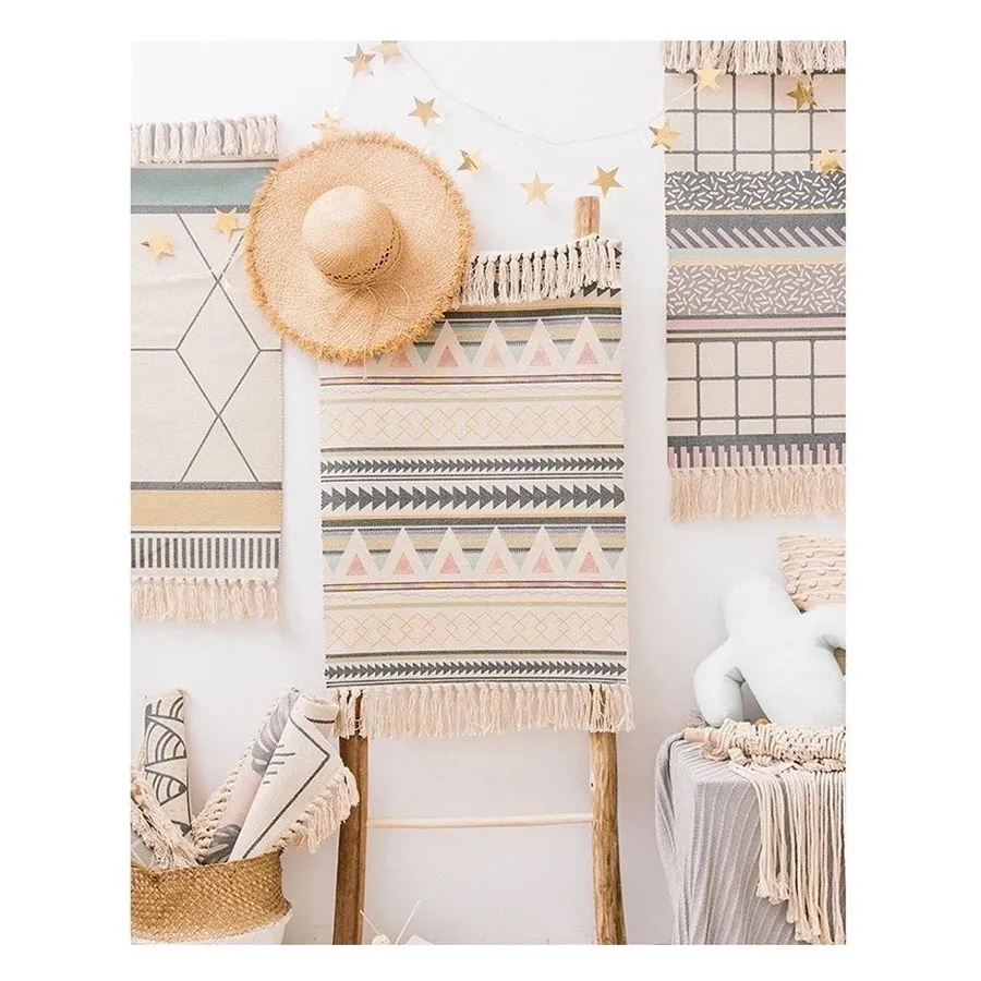 Коврик декоративный Бохо Мятно-Розовый - Фото миниатюра 2