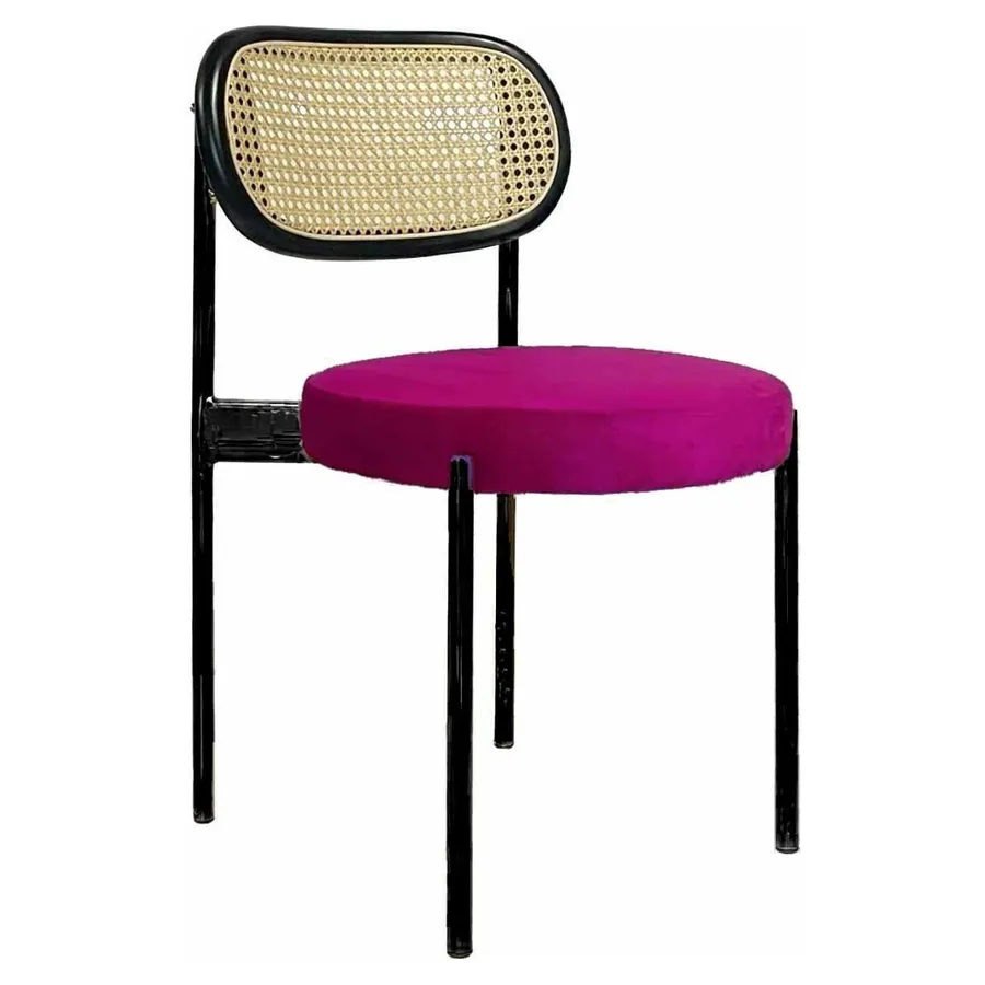 Стул Модерн Черный, Ротанг в черной раме + Манящая фуксия - Фото миниатюра 1