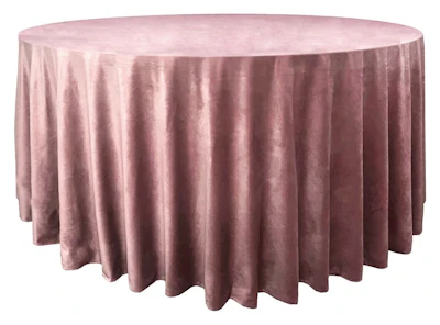 Скатерть велюр, круглая, пыльно-розовая