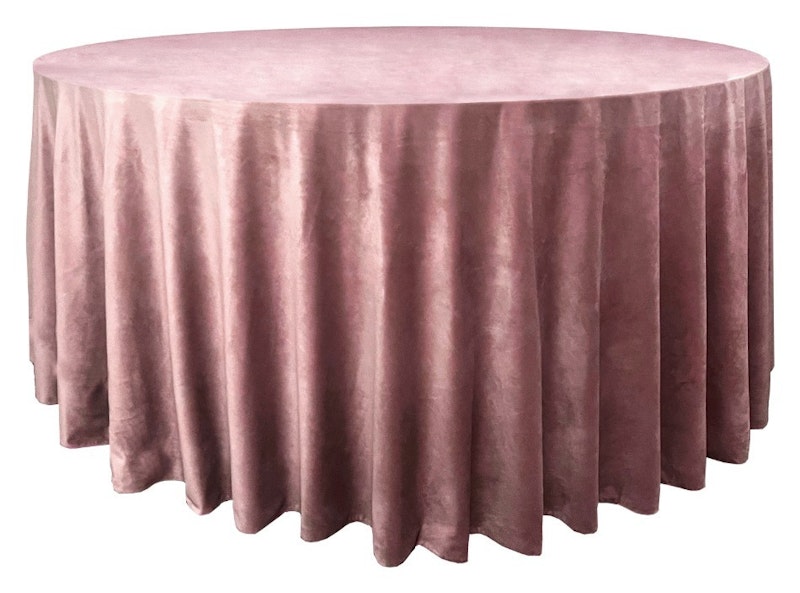 Скатерть велюр, круглая, пыльно-розовая