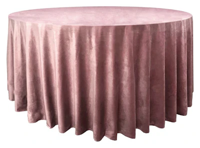 Скатерть велюр, круглая, пыльно-розовая