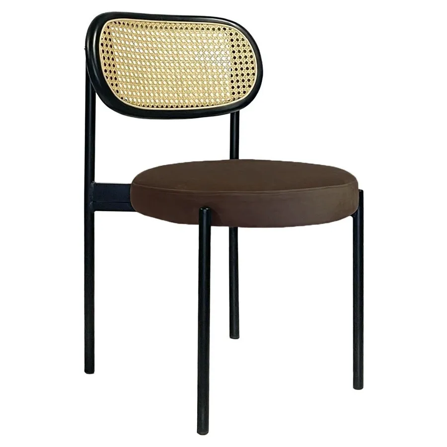 Стул Модерн Черный, Ротанг в черной раме + Шоко мокка - Фото миниатюра 1