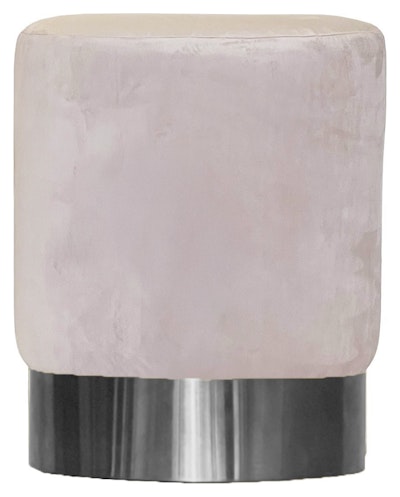 Пуф Цилиндр Серебряный обод, велюр светло-розовый