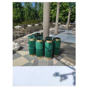 Пуф Цилиндр Золотой обод, изумрудный велюр - Фото 4