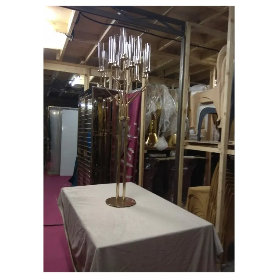 Канделябр золотой со стеклянными колбами Харизма (13 стоек) - Фото миниатюра 3