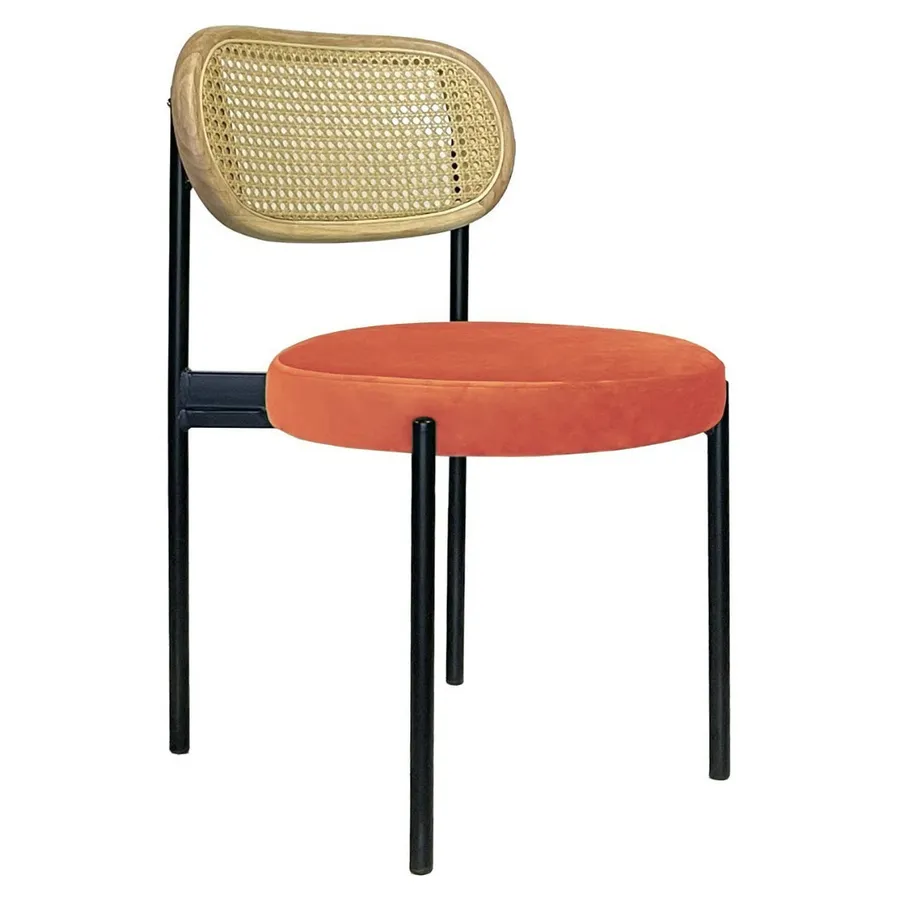 Стул Модерн Черный, Натуральный ротанг + Игривый Персик - Фото миниатюра 1