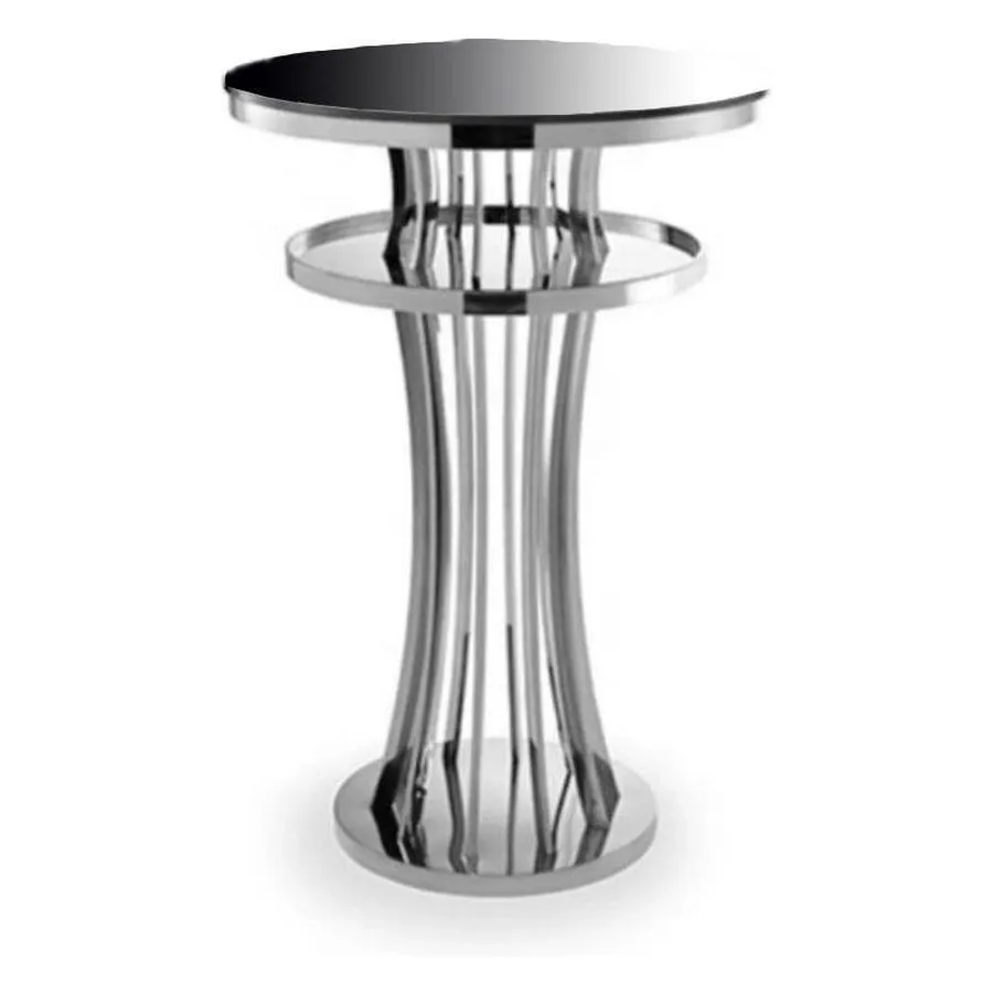 Стол коктейльный Джейл Серебро (столешница темное стекло) - Фото миниатюра 1