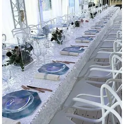 Скатерть с крупными пайетками, прямоугольная, белая - изображение 2