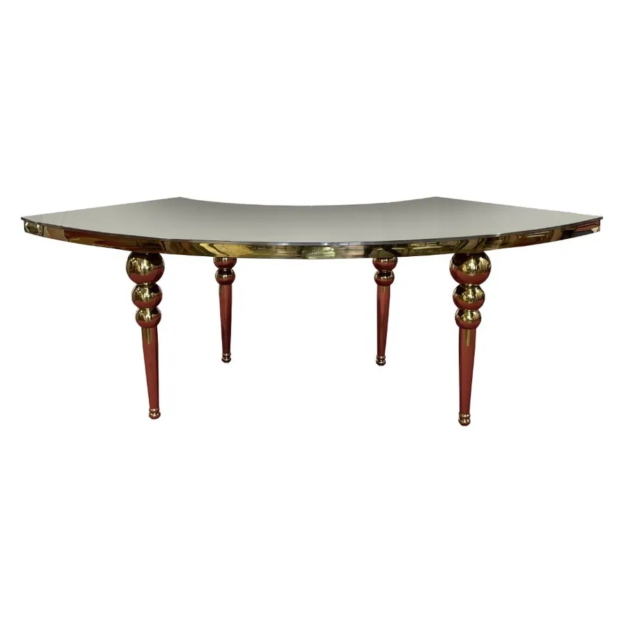 Стол-змейка-80, золотой, столешница темное зеркало, 1 модуль - Фото миниатюра 1