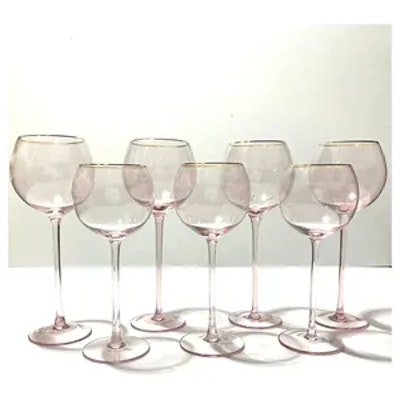 Бокал Сирен С пудрово-розовый с золотой каймой - изображение 2