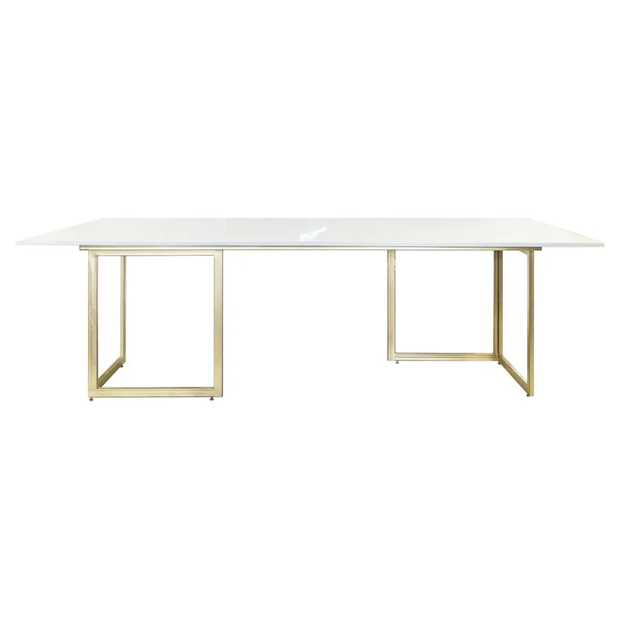 Стол Корнерс прямоугольный, белый + золото - Фото миниатюра 1