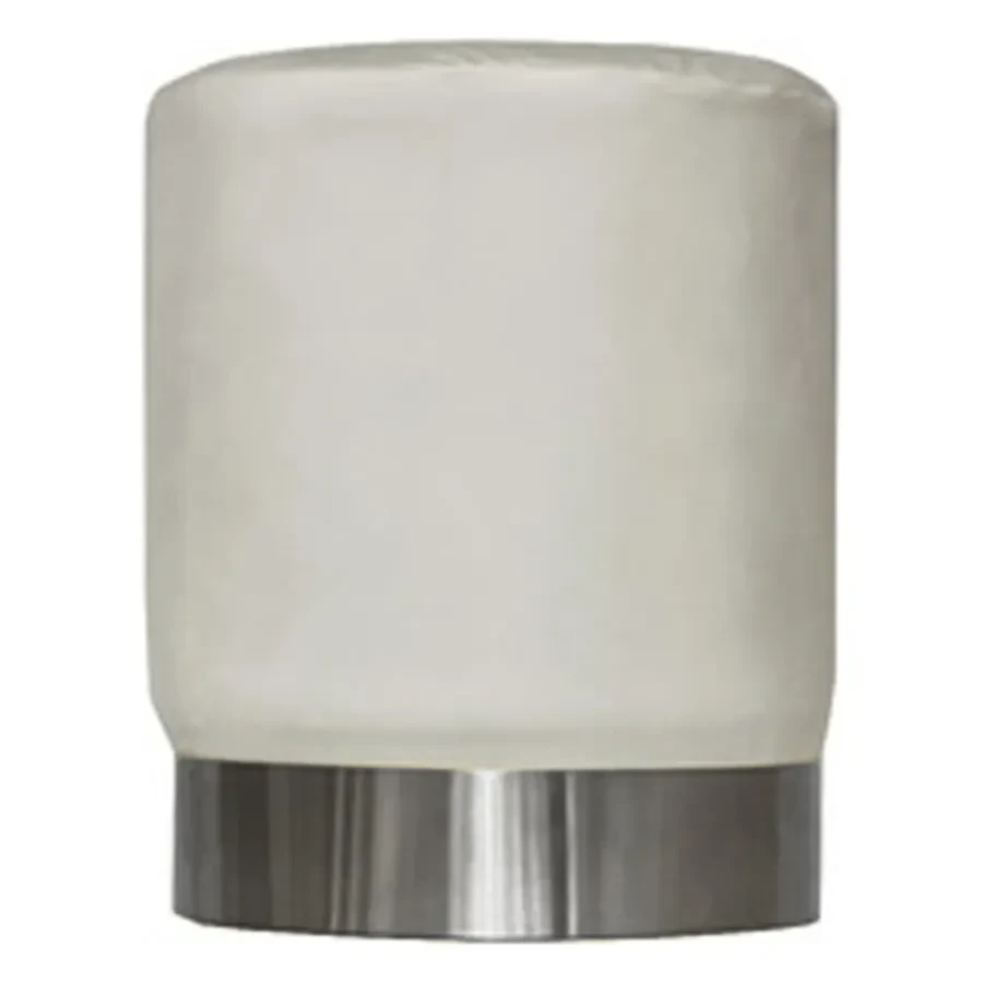 Пуф Цилиндр Серебряный обод, молочный велюр - Фото 1