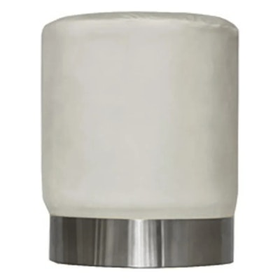 Пуф Цилиндр Серебряный обод, молочный велюр