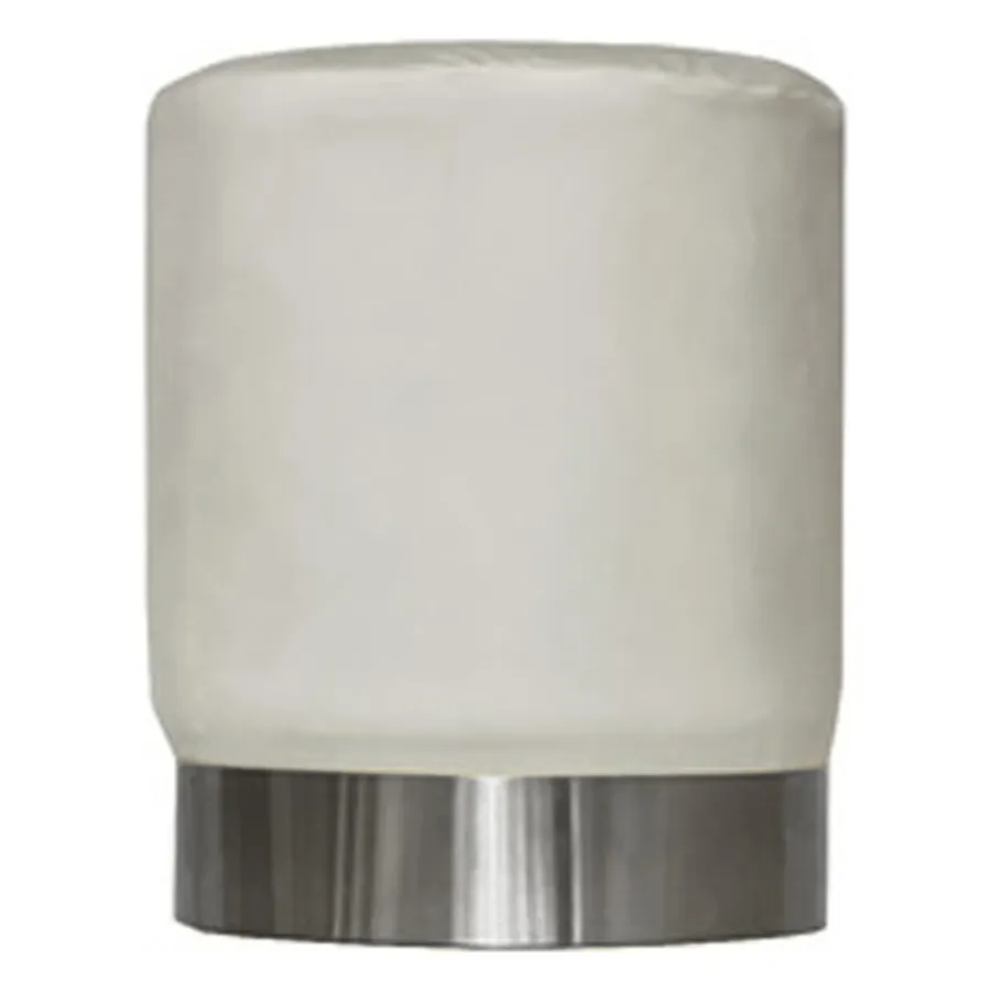 Пуф Цилиндр Серебряный обод, молочный велюр - Фото 1