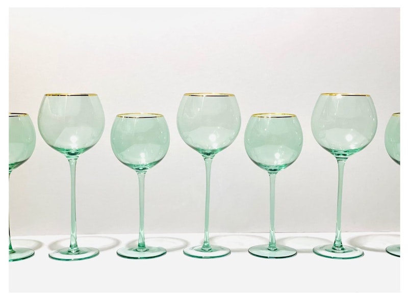 Бокал Сирен Л эвкалиптовый с золотой каймой