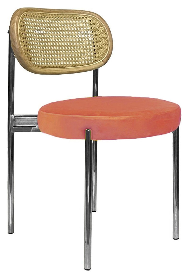 Стул Модерн Серебро, Натуральный ротанг + Игривый Персик