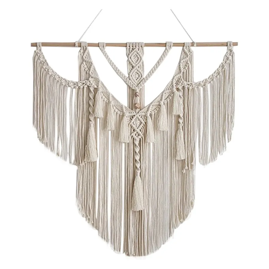 Панно декоративное из макраме Бохо Кисточки - Фото миниатюра 1