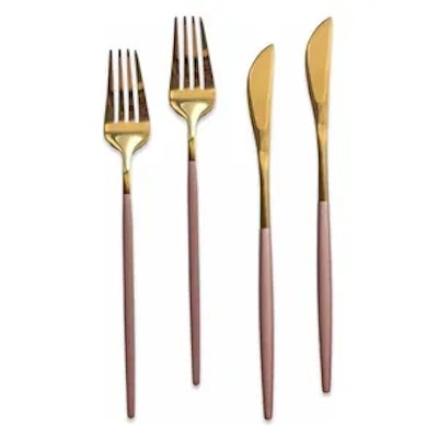 Столовые приборы Гоа, розово-золотые, сет из 4 предметов