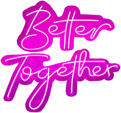 Неоновая надпись "Беттер Тугезер" (розовая)