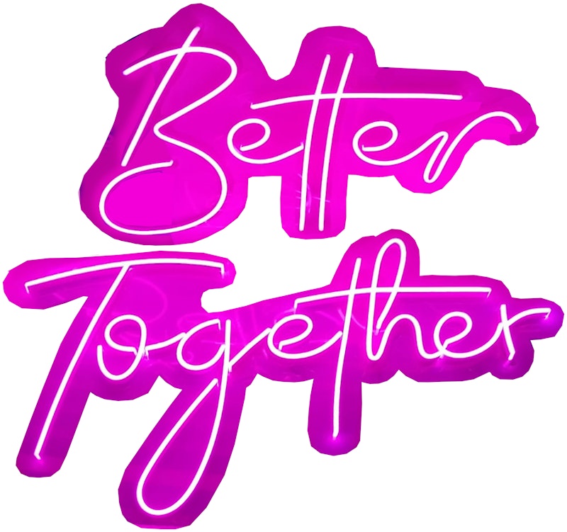 Неоновая надпись "Беттер Тугезер" (розовая)