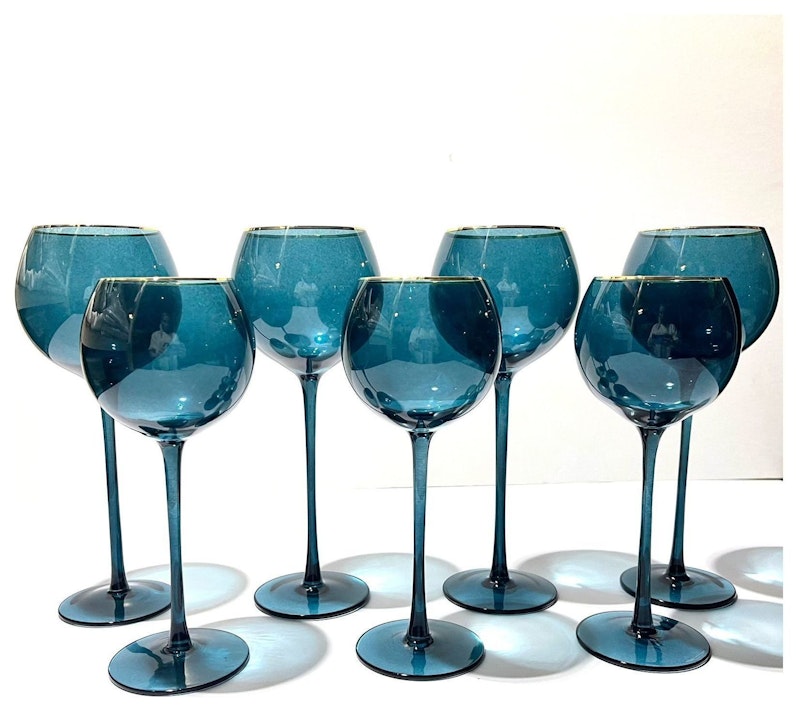 Бокал Сирен Л синий с золотой каймой