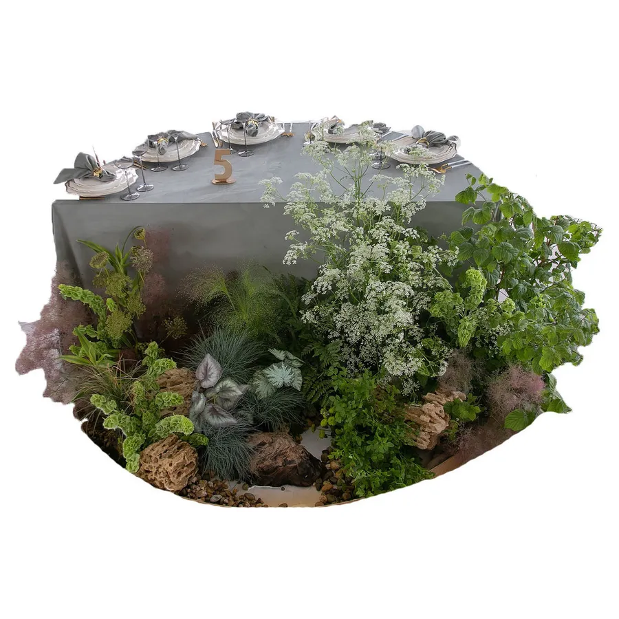 Скатерть велюр, ПОЛУКРУГЛАЯ, эвкалипт - Фото миниатюра 2