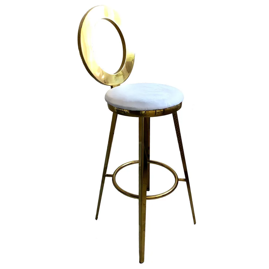 Стул барный велюр, белый - Фото миниатюра 1