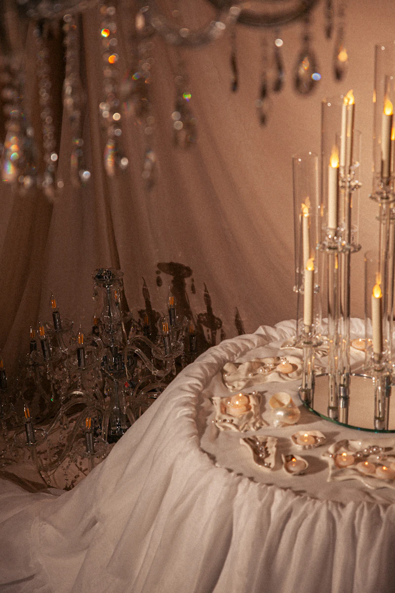 Скатерть с рюшами для столика для торта 